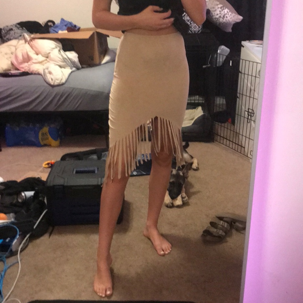Velvet fringe skirt